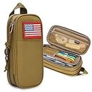 Pencil Case Big Capacity High Large Storage Tactical Small Tool Pouch Bag Marker Pen Case Stationery Bag Travel Holder School College Office Organizer for Kids Men Women Adult Teens (Brown)