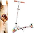 QIUYOU Scooter Children, for 4-7 Years, Pedal Scooter for Girls and Boys, 2 LED Light Up Wheels and Rear Wheel Brake, Height-Adjustable, Foldable Scooter Children