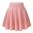 Urban CoCo Women's Basic Versatile Stretchy Flared Casual Mini Skater Skirt, Pink, Large