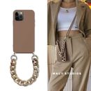 Marble Print Crossbody Lanyard Soft Phone Case for iPhone 14 13 12 11 Pro XS Max