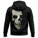 Bands and Bones Scriptures Skull Gothic Rockwear Men's Hoodie, XL Black