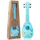 Kids Guitar, 17 Inch Ukulele for Kids, Toy Guitar for Toddlers, Kids Musical Instruments Acoustic Toys Beginner Kit with Pick, Strap–Great for Toddler and Beginners, Christmas/New Year Gift (Blue)