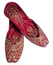 Royal Footwear Women?s Embroidered Rajasthani Mojari's Women Ethnic Footwear Mojari/Punjabi Jutti - (ROYL-MOJRI-05-SIZE:08) Pink