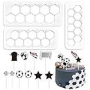3 Pieces Hexagon Embossing Strips with 10 Decorative Inserts, Fondant Cake Print Molds, Geometric Shape Cookie Cutting Tools, Football Themed Cake Toppers, DIY Baking Tools (3 Sizes)