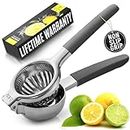 Zulay Lemon Squeezer Stainless Steel with Premium Heavy Duty Solid Metal Squeezer Bowl and Food Grade Silicone Handles - Large Manual Citrus Press Juicer and Lime Squeezer Stainless Steel (Charcoal)
