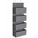 SONGMICS Over-Door Storage with 4 Pockets, Wall Hanging Storage Organizer, Practical and Spacious, for Children's Room Office, 13.2 x 4.7 x 39.4 Inches, Gray URDH04G