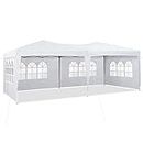 TUKAILAI 10' x 20' Pop Up Gazebo Marquee, Anti-UV Party Wedding Tent Event Shelters with 6 Removable Sidewalls & Carry Bag, Heavy Duty Instant Canopy for Outdoor Camping Garden Patio (White)