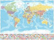 (LAMINATED) MAP OF THE WORLD POSTER GIANT SIZE 120X90cm  FLAGS WALL PRINT TRAVEL