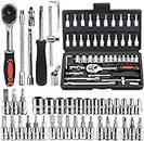 CLAPONE Screwdriver and Multi-Purpose 46-Piece Combination Tool Kit with Case - Precision Socket Set