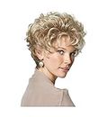 Royalfirst Women Lady New Short Curly Wavy Hair Wigs Heat Resistant with Free Wig Cap