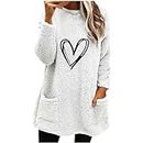 Oversized Cozy Fussy Popcorn Fleece Fall Black Sweaters Tops Boutique Clothing for Women Trendy Solid Color Sherpa Pullover Crewneck Soft Long Sleeve Slouchy Chunky Sweatshirt Deals Of The Day Prime Only,Christmas Gifts For Mom