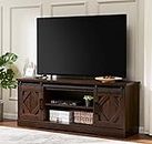 WAMPAT Farmhouse TV Stand Modern Sliding Barn Door Entertainment Center for TVs Up to 65 inch, Wood TV Media Console Table Cabinet Storage for Living Room, Rustic Brown