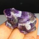Chevron Amethyst Hand Carved Frog Sculpture Home Garden Decoration Crystal Gifts
