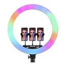 AMBLIC Professional 18''inch RGB Ring Light 46cm for YouTube | Video Shoot | Remote Control | Live Streaming | Photoshoot | Make & Vlogging | LED Lighting Kit | Make-Up Artist for All Smartphones