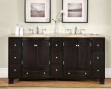 72" Travertine Stone Countertop Bathroom Double Vanity Cabinet Dual Sink 703T