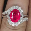 3.10 ct 100% Natural Burmese Ruby IGI Certified Diamond Ring In 14KT White Gold