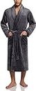 CQR Men's Soft Collar Fleece Robe, Shawl Sleepwear Wrap Style Robes, Long Bathrobe with Front Pockets CQ-HPR400-CHC_L/XL