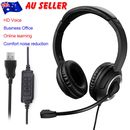 USB Headset Headphones Wired with Microphone MIC for Call PC Computer Laptop AU