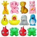 FunBlast Bath Toys for Baby - Colorful Animal Bath Toys, Toddler Baby Bathtub Bathing Squeeze Bath Toy (Pack of 12 PC;Multi Color)