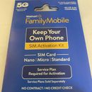 x50 Walmart Family Mobile Starter Kit Mantener Tu Tu Teléfono Tarjeta SIM 3/1 Nuevo Navidad