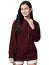 FUNDAY FASHION Women's Fleece Hooded Neck Sweatshirt (SYS-4752-55_Maroon_L)