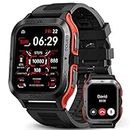 AMAZTIM Smart Watch, 60 Days Extra-Long Battery, 50M Waterproof, Rugged Military Bluetooth Call(Answer/Dial Calls),1.85" Ultra Large HD Display, AI Voice Assistant,Compatible for Android and iOS(Red)
