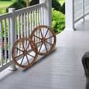 2 PCs 24 In Decorative Vintage Wood Garden Wagon Wheel Wall Home Decor US Stock