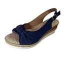 zapatos de vestir para hombre Été Plate-forme sandales femmes daim cordon nœud sandales compensées décontractées chaussures bout ouvert à bretelles chaussures de plage sandale S-139 Blue 41