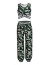 ranrann Kids Girls Workout Activewear Set Athletic Tracksuit Two Piece Crop Top and Leggings Pants Set Camouflage Green 11-12 Years