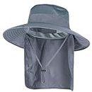 Sun Hats for Men Women Fishing Hat UPF 50+ Breathable Wide Brim Bucket Hats Summer UV Protection Safari Hat with Neck Flap Dark Grey