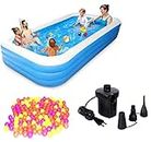 Glan Fun Swimming Pool Inflatable Bath Tubs for Adults Spa Swimming Bath Tub 10 Feet Blue (with Electronic Pump,2 Swim Rings) (Bath Tub 10 ft)