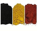The OXIDE Collection - Pack of 3 Mineral Pigment Pack (150 ml|5OZ EA): Black Iron Oxide | Mustard Yellow Iron Oxide | Red Iron Oxide