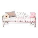 Our Generation – 18-inch Doll Accessories – Dollhouse Furniture – Scrollwork Bed – Bedding Set – Toys for Kids Ages 3 and Up – Sweet Dreams Scrollwork Bed