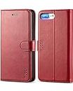 TUCCH Case for iPhone 8 Plus/iPhone 7 Plus (5.5"), Wallet Case[Kickstand] Flip Cover with [Shockproof TPU][Card Holders] Leather Folio Stand Case Compatible with iPhone 7 Plus/8 Plus, Dark Red