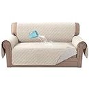 BellaHills Sofa Cover 100% Waterproof Sofa Covers 2 seater Couch Covers Sofa Slipcovers with Elastic Straps Triple Non-Slip Loveseat Sofa Cover Furniture Protector for Kids (Loveseat 54", Ivory)