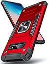 DASFOND Armor Hülle für Samsung Galaxy S10 Plus/S10+ Case Militär Stoßfest Handyhülle [Upgrade 2.0] 360 Grad Metal Ring Halter Ständer Schutzhülle [für Handyhalterung Auto Magnet], Rot