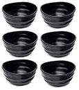 THM The Home Market Striped, Melamine Solid Soup Bowls Set Japnanes Style - Black, Pack of 6