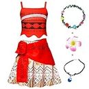 KumSoomliy Moana Costume Dress up Outfit for Girls Kids Halloween Cosplay Play Holiday Party Fancy Dress Childs Sleeveless Birthday Clothing Set Red 2-3 Years Tag 100