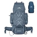 TRAWOC 95L Internal Frame Travel Backpack with Detachable Daypack/Camping Hiking Trekking Bag Large Rucksack Bag for Men & Women BHK007, Grey, 3 Year Warranty
