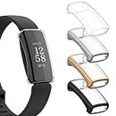 Vanjua Compatible with Fitbit Inspire 2 Screen Protector Case, [4 Pack] Soft TPU Full Around Protective Cover Bumper for Fitbit Inspire 2 Smartwatch Accessories (Black+Silver+Rosegold+Clear)
