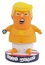 Royal Bobbles Baby Trump Blimp BobbleHIPS Bobblehead, Limited Edition Funny Toddler President w/Cellphone & American Flag Base, Political Figurine