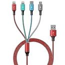 Multi Charging Cable 4A, Multi Charger Cable Nylon Braided 4 in 1 Charging Cord Multi USB Cable Fast Charging Cord with iP/Type C/Micro USB Port for Cell Phones, Tablets,iPads,PS and More(1-Pack 6Ft)