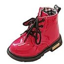 Gaorui Baby Toddler Girls Kids Boys Ankle Biker Boots Warm Fur Lined Boots Candy Color Patent Leather Children Wellies Casual Shoes Blue, rosa oscuro, 23 EU