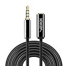 VEROX 3.5 mm TRRS Male To Female Aux Extension Cable with Microphone Support 4 Pole Golden Plated Stereo Audio Cable Compatible with Earphone Headphone Car- 6 Meter (20 Feet)