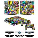 For PS4 Slim Console & 2 Controllers Grim Doodle Decal Vinyl Skin Wrap Sticker