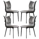 Modern Dining Chair Kitchen Dining Chairs Set of 4,Water Proof PU Leather Side Chair with Carbon Steel Metal Legs for Office Lounge Bedroom (Color : Grey)