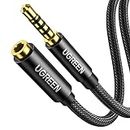 UGREEN Headphone Extension Cable 4 Pole TRRS 3.5mm Extension with Microphone Male to Female Stereo Audio Cable Gold Plated Nylon Braided Compatible with iPhone iPad Smartphones Media Players, 16FT