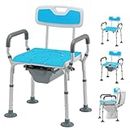 HEAO 4 in 1 Heavy Duty Bedside Commode with Arms and Back 400lbs, Medical Commode Chair with Bucket, Adjustable Padded Commode Chair for Toilet, Potty Chair for Seniors, Adults, Handicapped
