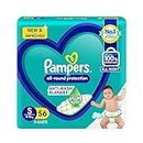 Pampers All round Protection Pants, Small size baby diapers (4-8kg) 56 Count, Anti Rash diapers, Lotion with Aloe Vera