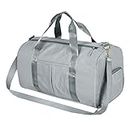 Storite Nylon 46 Cm mported Foldable Travel Duffel Bag, Sports Gym Duffle Bag, Shoulder Handbag For Women, Outdoor Weekend Bag With Shoe And Wet Clothes Compartments (Grey,46X23X23 Cm)